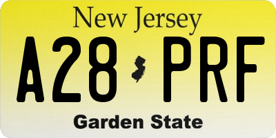 NJ license plate A28PRF
