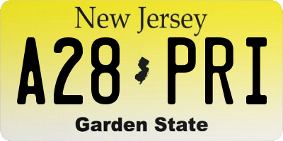 NJ license plate A28PRI