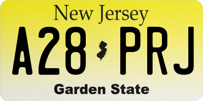 NJ license plate A28PRJ