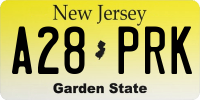 NJ license plate A28PRK