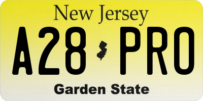 NJ license plate A28PRO