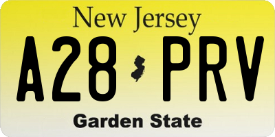 NJ license plate A28PRV