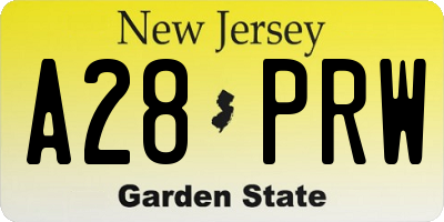 NJ license plate A28PRW
