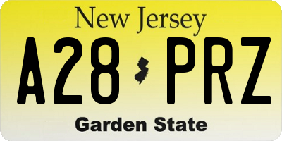 NJ license plate A28PRZ