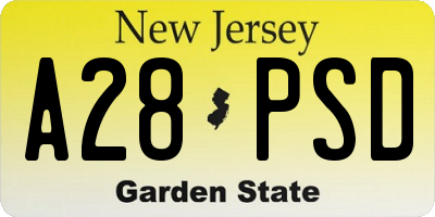 NJ license plate A28PSD