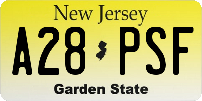 NJ license plate A28PSF