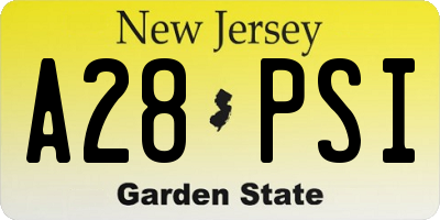 NJ license plate A28PSI