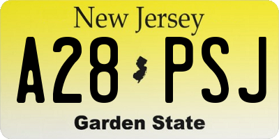 NJ license plate A28PSJ