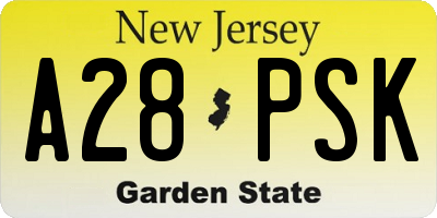 NJ license plate A28PSK