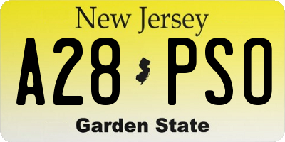 NJ license plate A28PSO