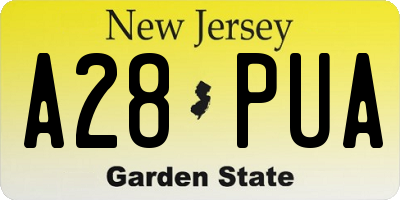 NJ license plate A28PUA