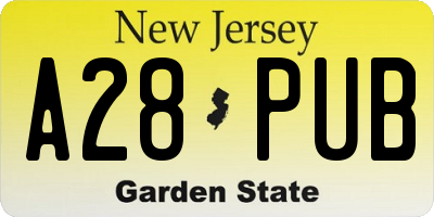 NJ license plate A28PUB
