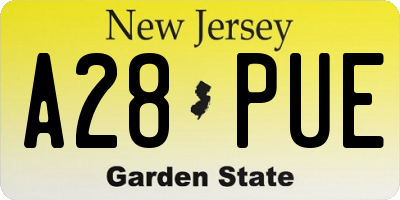 NJ license plate A28PUE