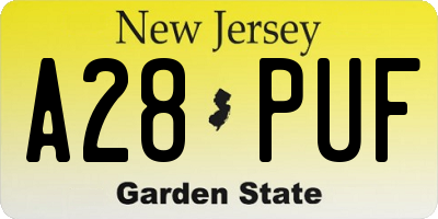 NJ license plate A28PUF
