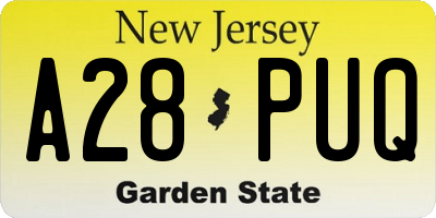 NJ license plate A28PUQ