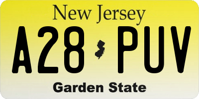 NJ license plate A28PUV