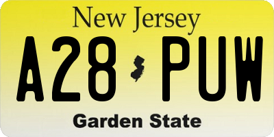 NJ license plate A28PUW