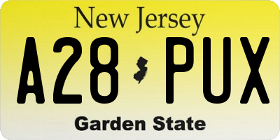 NJ license plate A28PUX