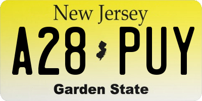 NJ license plate A28PUY