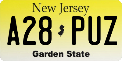 NJ license plate A28PUZ