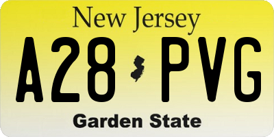 NJ license plate A28PVG