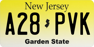 NJ license plate A28PVK