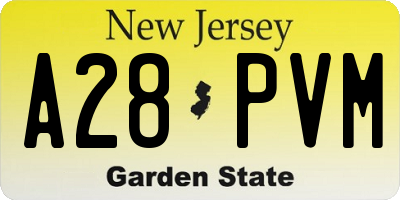 NJ license plate A28PVM
