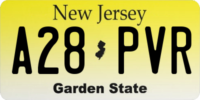 NJ license plate A28PVR