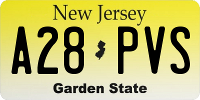 NJ license plate A28PVS