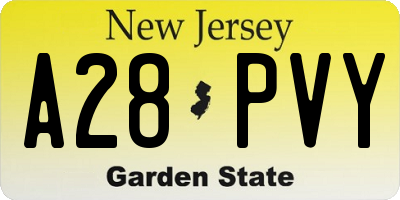 NJ license plate A28PVY