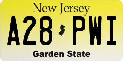 NJ license plate A28PWI