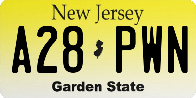 NJ license plate A28PWN