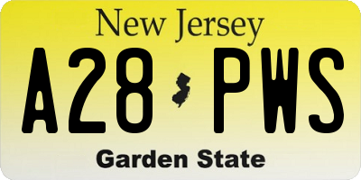 NJ license plate A28PWS