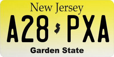 NJ license plate A28PXA