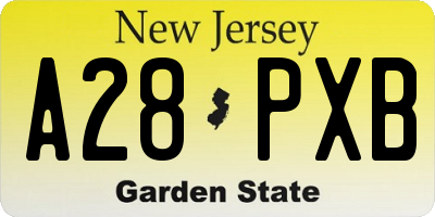 NJ license plate A28PXB