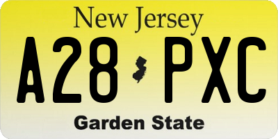 NJ license plate A28PXC