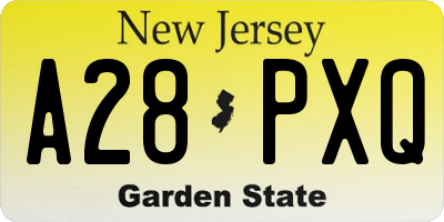 NJ license plate A28PXQ