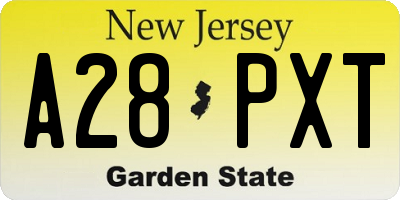 NJ license plate A28PXT