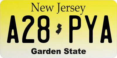 NJ license plate A28PYA