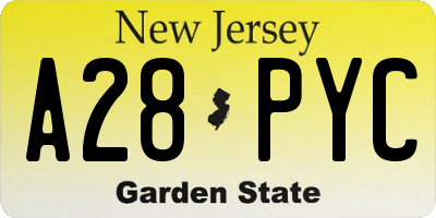 NJ license plate A28PYC