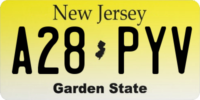 NJ license plate A28PYV