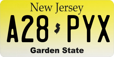 NJ license plate A28PYX