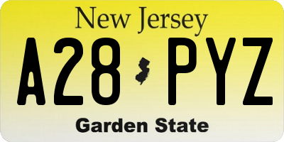 NJ license plate A28PYZ