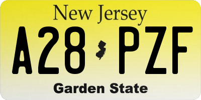 NJ license plate A28PZF
