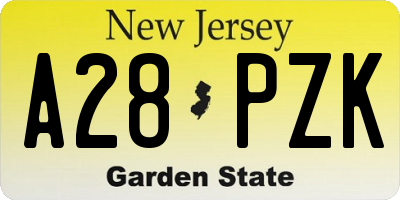 NJ license plate A28PZK