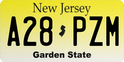 NJ license plate A28PZM