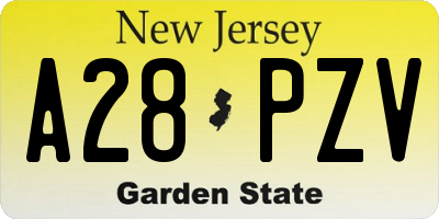 NJ license plate A28PZV