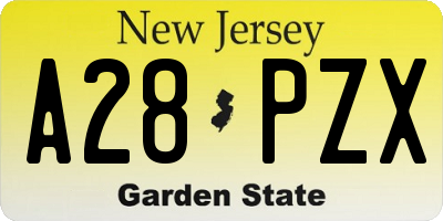 NJ license plate A28PZX