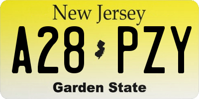 NJ license plate A28PZY