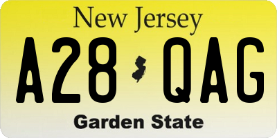 NJ license plate A28QAG